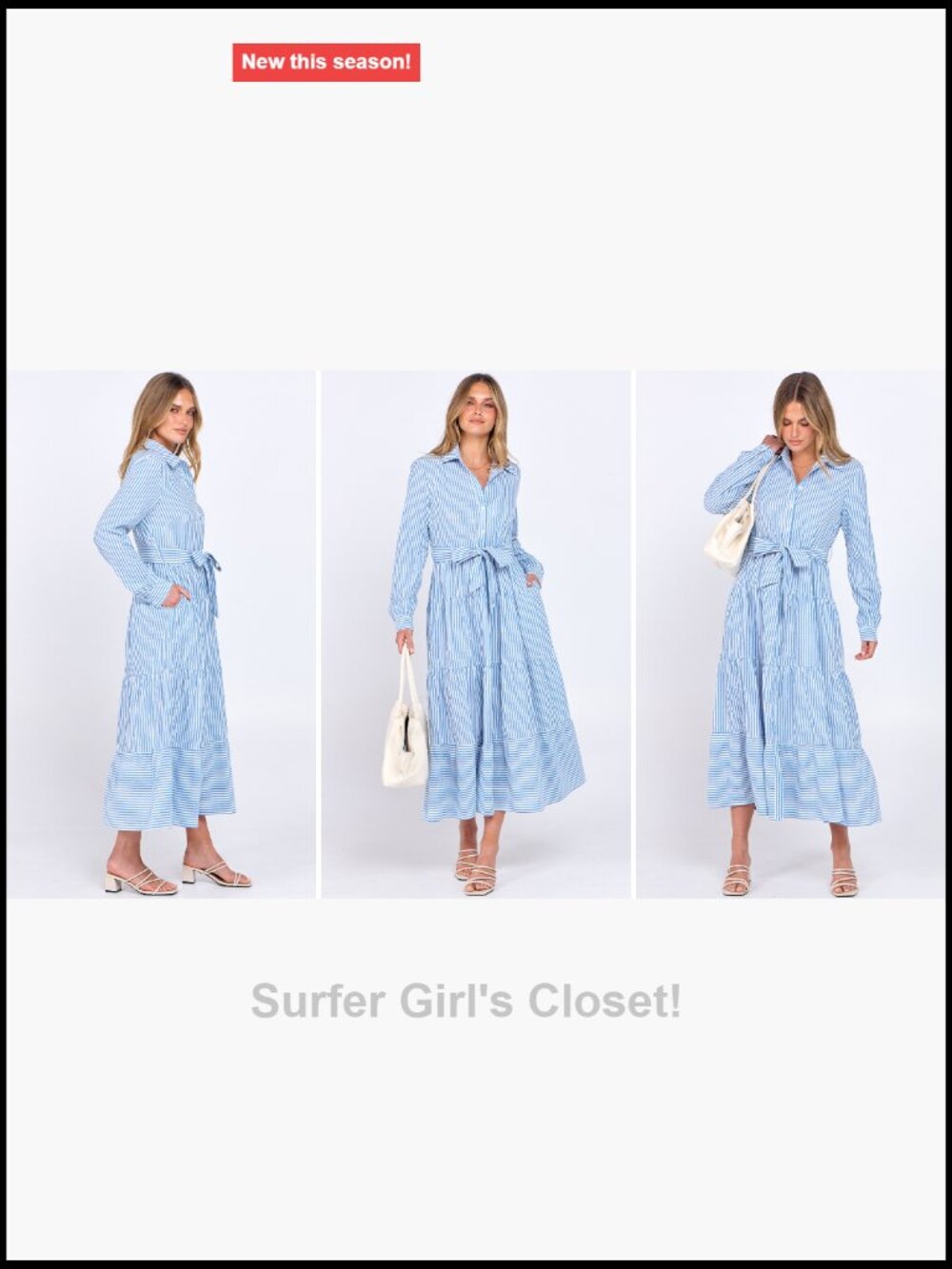 Women's Long Sleeve Striped Flowy Maxi Dress Button Down Ruffle Hem Tie Waist - Picture 7 of 7